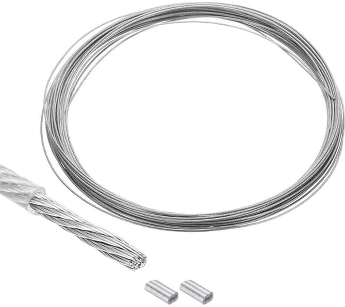 Roestvrijstalen Staalkabel 10 meter Vinylgecoat voor Wasrek - Transparant Liftbaar — afbeelding 1