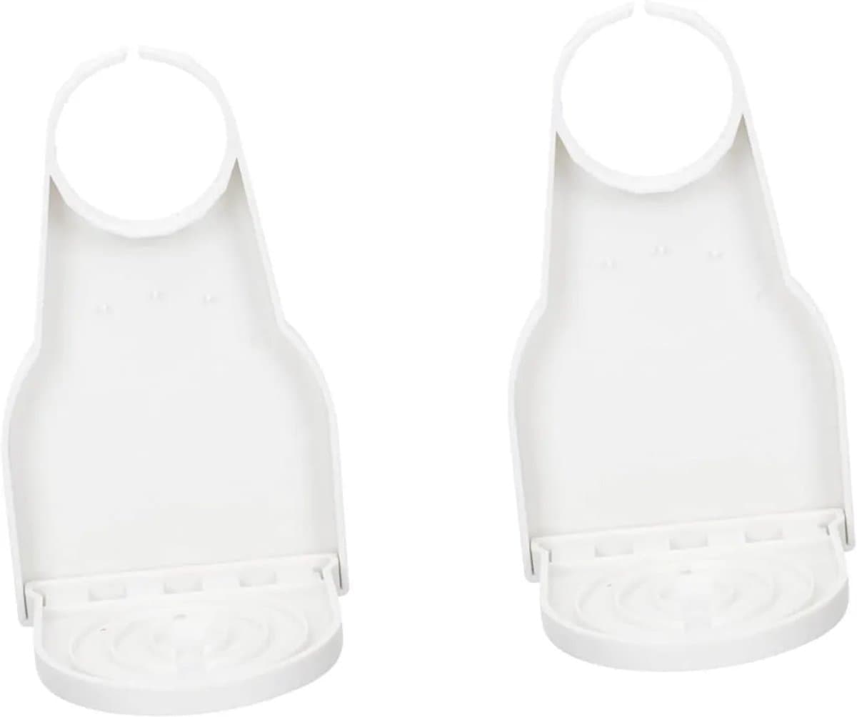 Een set van twee opvouwbare wasbekerhouders – lekvrij, gemaakt van lichtgewicht wit plastic, Geschikt voor het laten uitlekken van kleding/sponzen. — afbeelding 1