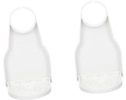 Een set van twee opvouwbare wasbekerhouders – lekvrij, gemaakt van lichtgewicht wit plastic, Geschikt voor het laten uitlekken van kleding/sponzen.