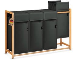 TYR® Wasmand - 200L - Wasmand 4 Vakken - Wasmanden - Donkergrijs - 54cm x 36cm x 83cm