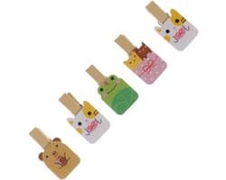 Houten Knijpers - Wasknijpers Cartoon Clips - Decoratie Foto's Ophangen - Natuurlijk Hout - 3.5 x 1.5 x 1.2 cm