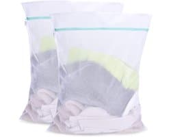 Herbruikbare Waszakken 60x80cm - 2 Stuks Mesh Wasnetten met Rits voor Ondergoed, Sweaters en Kleding - Ideaal voor Reis en College Dormitory