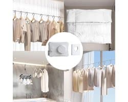 Uitschuifbare Waslijn - Intrekbare Waslijn - Kleding Drogen - Ruimtebesparend - 5.1 meter - Wit