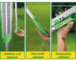 Droogmolen Aluminium - Wasdroger Buiten - Kleding Drogen - Eénhandige Spanning - 2.1 m - Grijs