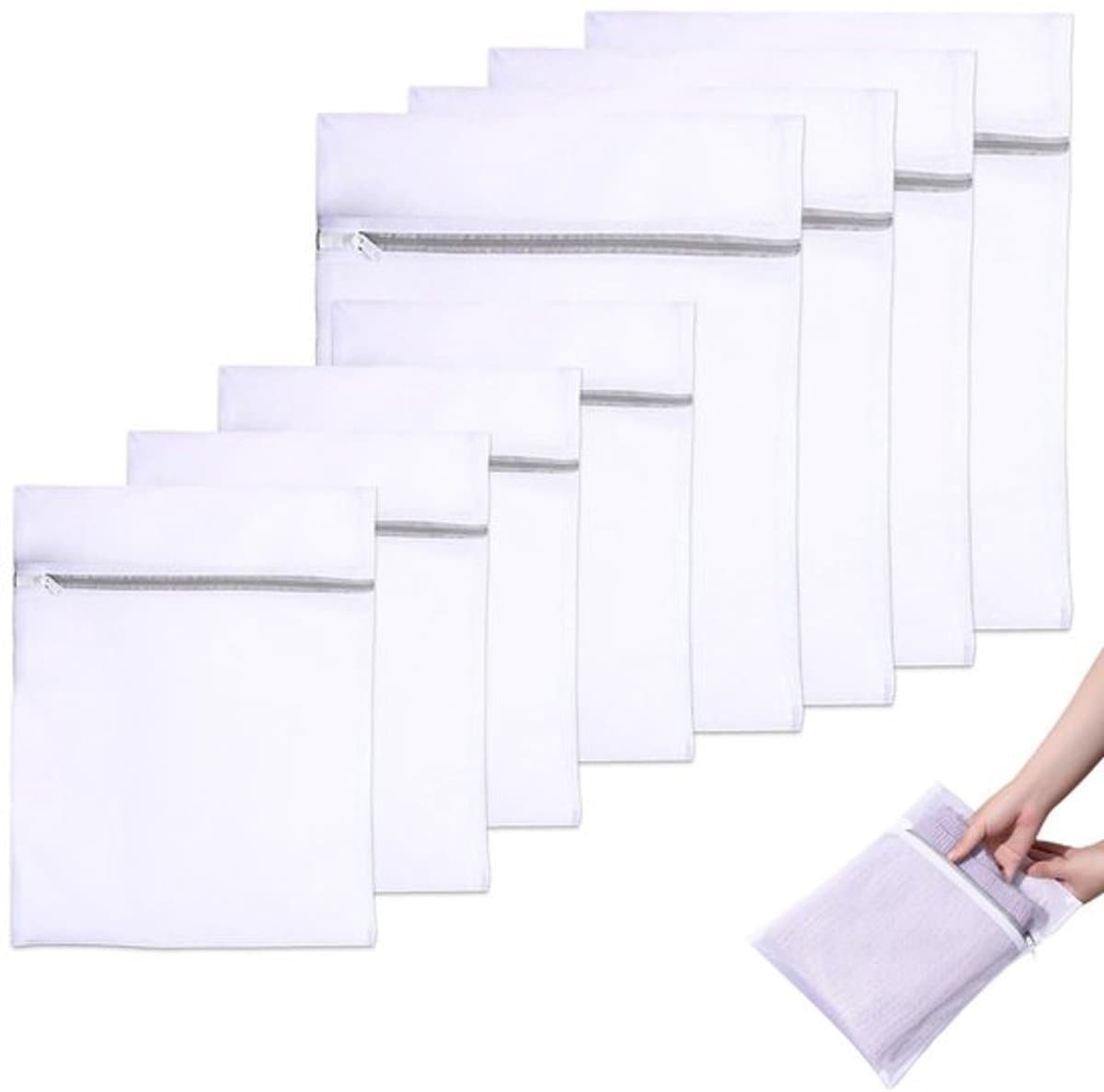 Waszak set met 8 witte zakken 30x20/40 cm — afbeelding 1