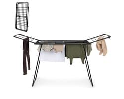 Jubbly® - Droogrek Inklapbaar - Wasrek Staand - 18M Drooglengte - Roestvrij - Zwart