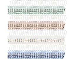 Wasknijpers – Set van 120 kunststof knijpers – Veelzijdige kunststof ophangknijpers met koord – Voor het ophangen van kleding, hoeden, handdoeken, sokken, handschoenen, enz. – 4 kleuren