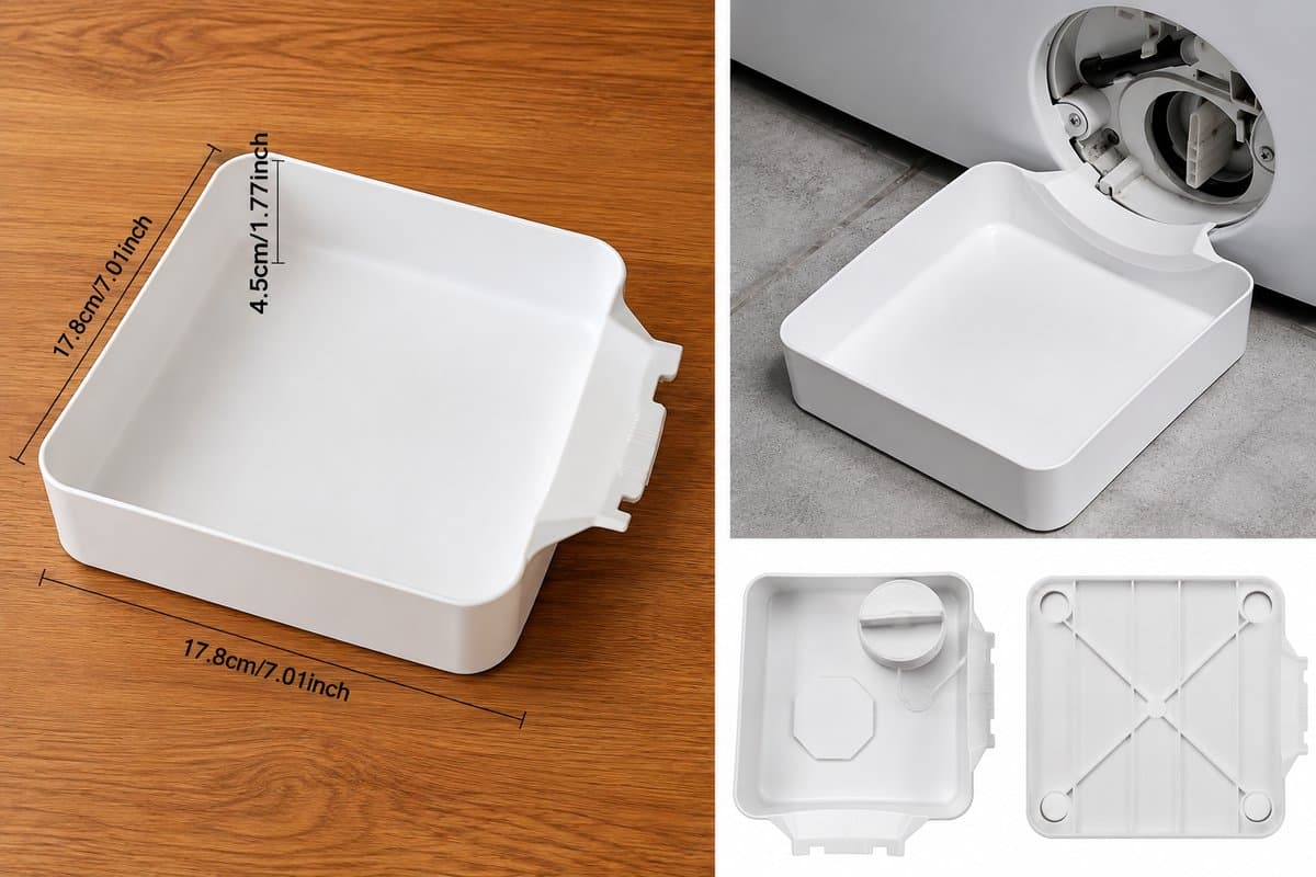 Afvoerbak Wasmachine 17,8 x 17,8 cm – Wateropvangbak voor Filter – Lekbak – Vloerbescherming – Wit — afbeelding 1
