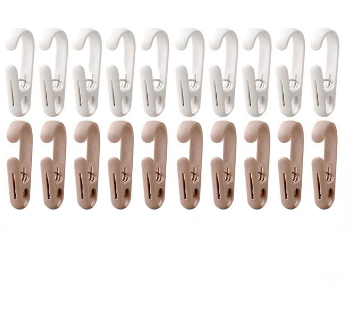 Haken – Set van 20 – 8 x 3 x 1,3 cm – Clip-haken – Veelzijdige organizer – Borgclip - Ideaal voor ophangoplossingen in keuken en badkamer – Geschikt voor kledingkasten, schoenenrekken, kapstokken, wasknijpers, enz. — afbeelding 1