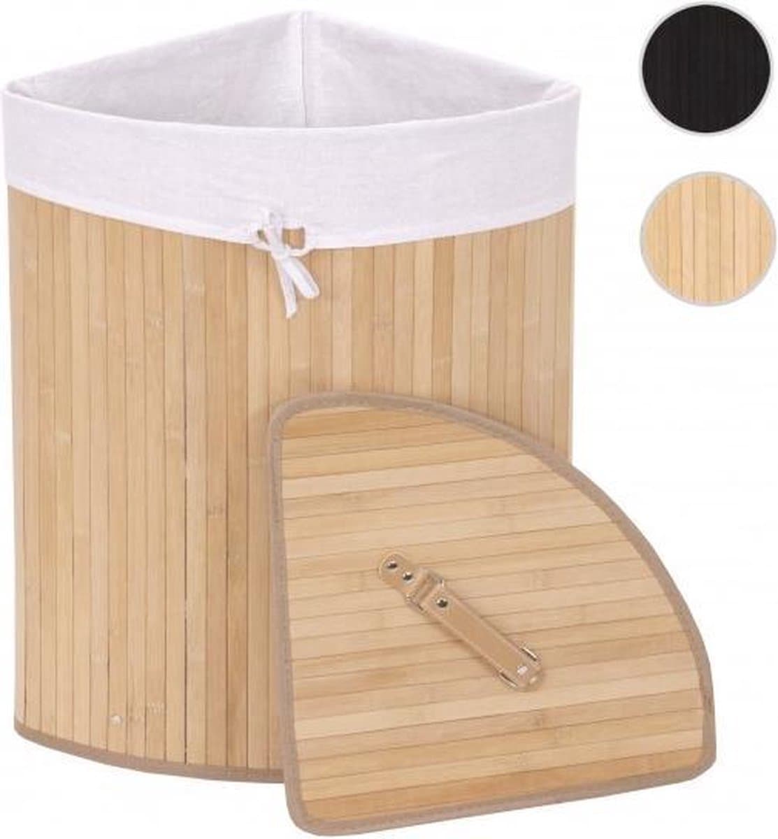 Hoekwasmand MCW-C21, Wasbox wasmand, bamboe 61x48x35cm 50l ~ natuurlijke kleur — afbeelding 1