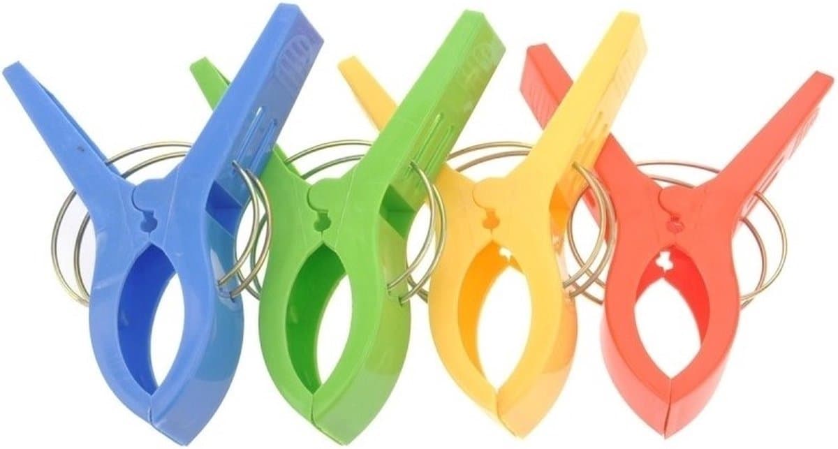 Casa Calma® – 4 Grote Plastic Knijpers voor Handdoeken & Strandlakens - Multicolor — afbeelding 1