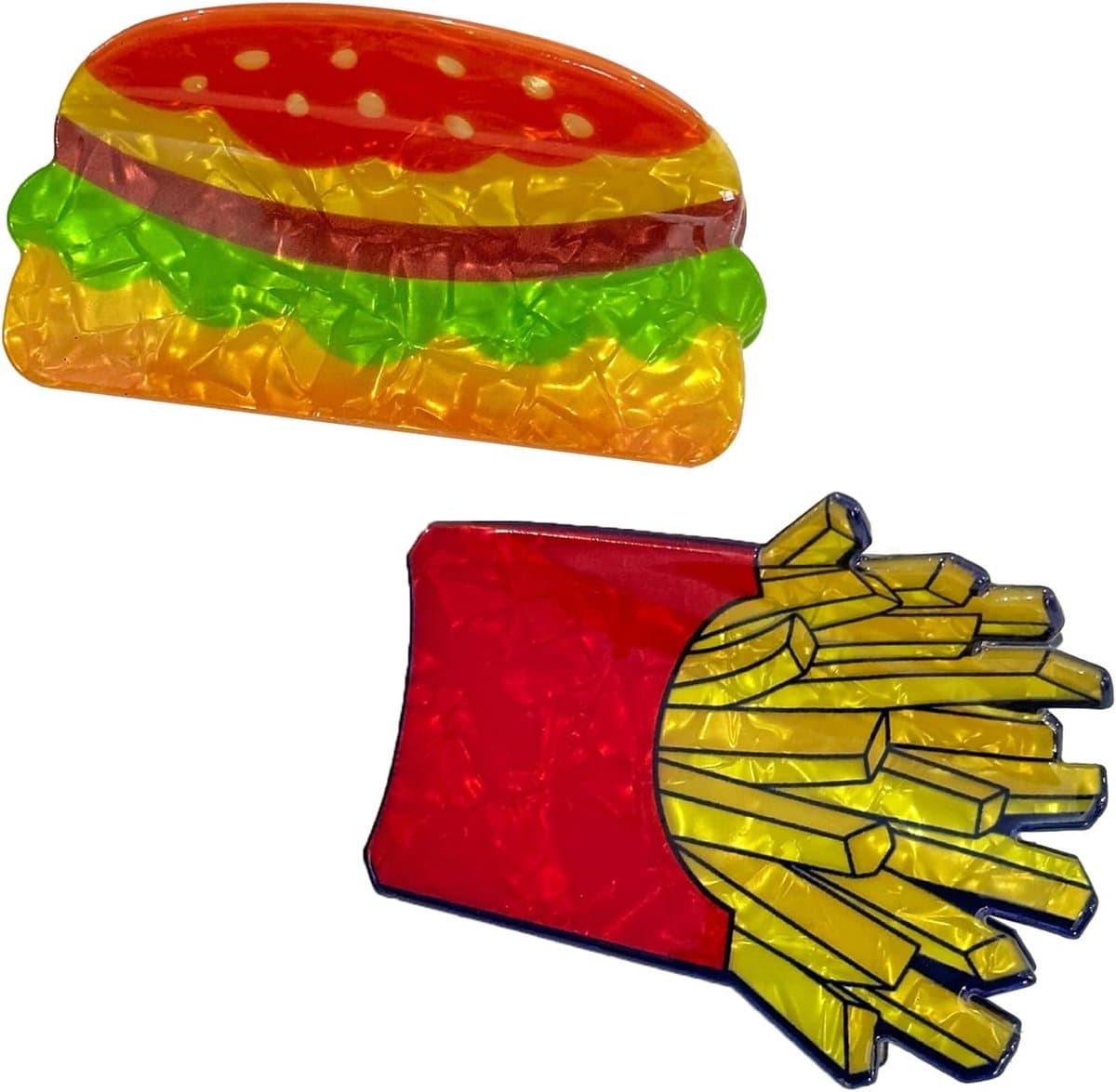 2 stuks Haarclips in Voedselvorm - Hamburger en Friet Klauwclip Set — afbeelding 1