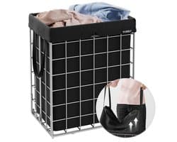 Falmora Grid Wasmand – Roestvrij Staal – Uitneembare Waszak – Zwart — afbeelding 1