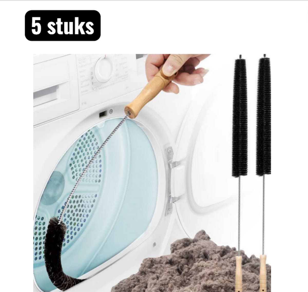 5 stuks - Wasmachine- & drogerreinigers - Wasmachine Reinigingsborstel - Lange Steel en Buigzame Kop voor Trommel, Rubber Afdichting en Droger Filters — afbeelding 1