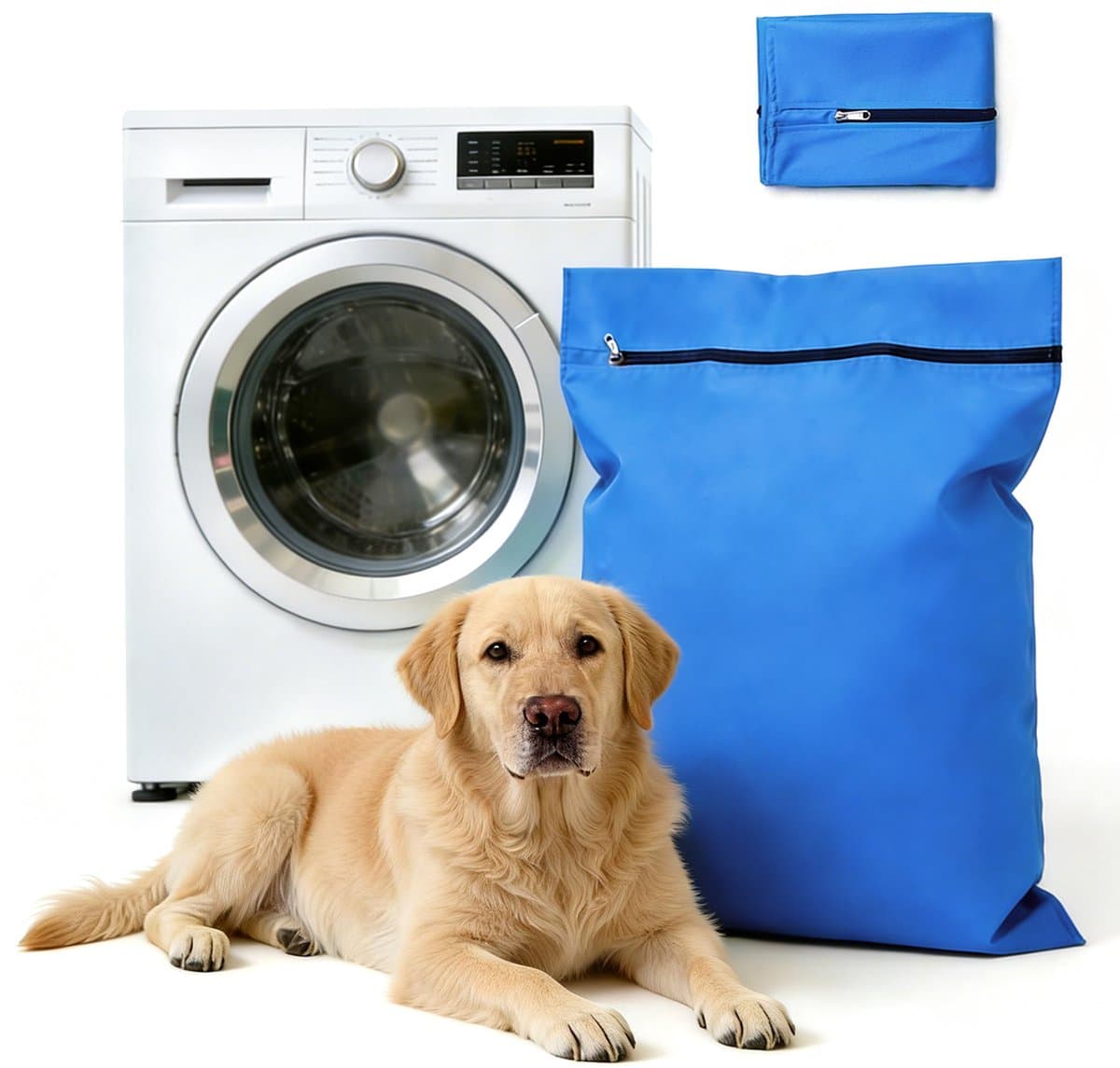 Waszakken voor huisdieren - Waszakken van twill polyester - Grote waszakken met rits - Voorkomt dat waszakken verstopt raken door dierenhaar - Waszakken voor huisdierendekens - Geweldig voor honden en katten (70x80cm) - blauw-L — afbeelding 1
