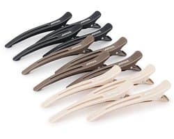 AIMIKE Professionele haarclips voor styling sectioning, 12 stuks antislip No-Trace Duck Billed haarclips met siliconen band, salon en thuis haarknipclips voor kapper, vrouwen, mannen - 4,3 inch lang