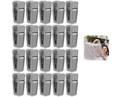 20 stuks - Gevlokte kledinghangerclips - Plastic babykledinghangerclips - Slanke vingerclips - Broekhangerclips - Geschikt voor kledinghangers - 5,5 * 2,5 * 2 cm - Grijs