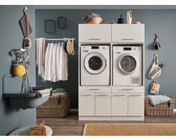 Laundry Duo Wasmachine kast met bovenkasten - Wit - Hoogte 200cm — afbeelding 1