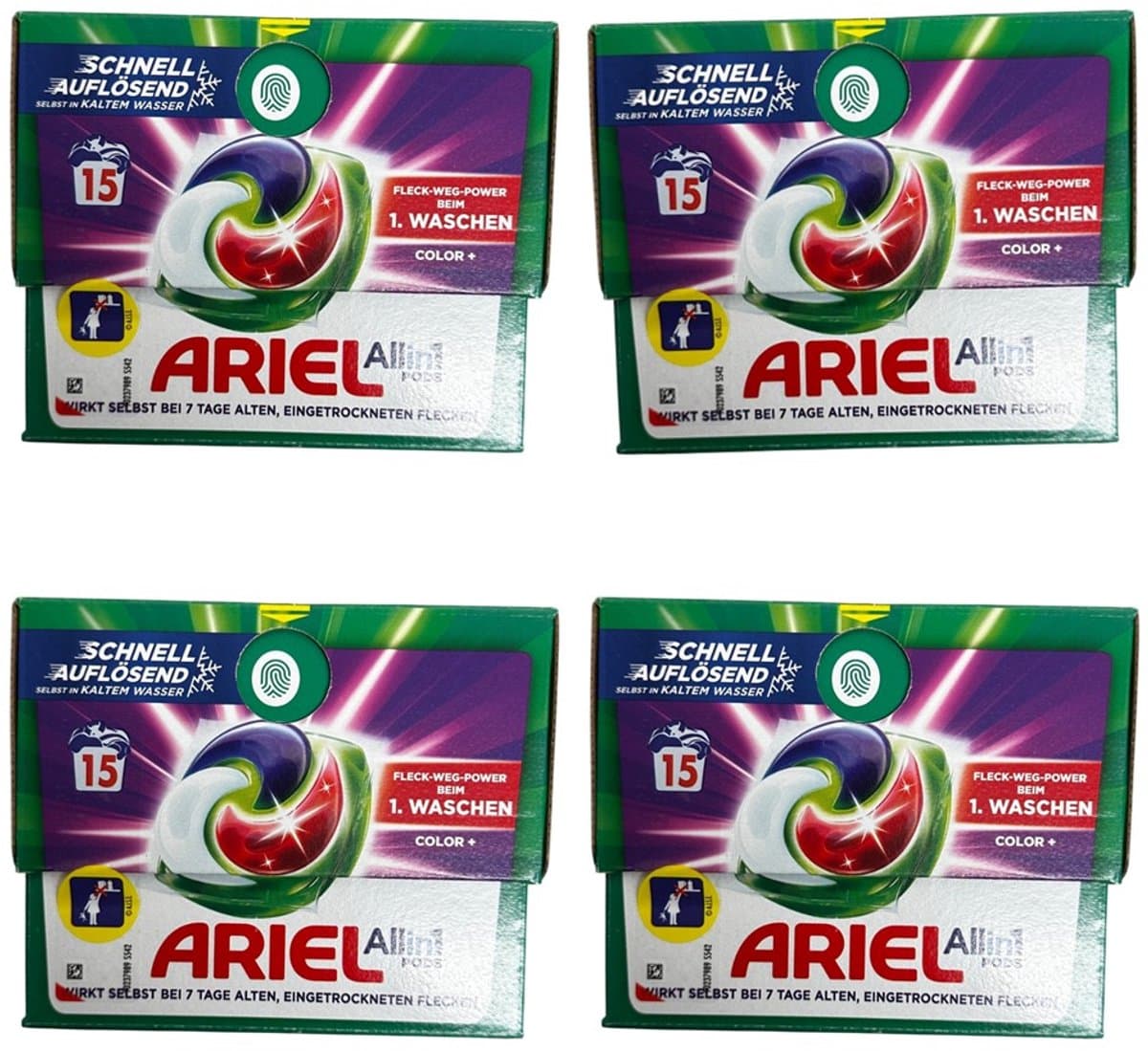 Ariel All-in-1 Pods Color+ – Wasmiddelcapsules – 4 x 15 stuks (60 wasbeurten) — afbeelding 1