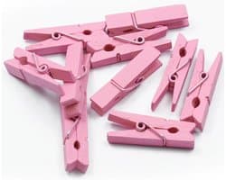 Mini Wasknijpers - 200 stuks - 3cm - Hout - Roze - Geboortekaartjes