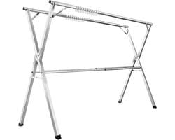 Wasrek Inklapbaar - Staand Droogrek metaal - 133-200 cm Uitschuifbaar - Zilver — afbeelding 1
