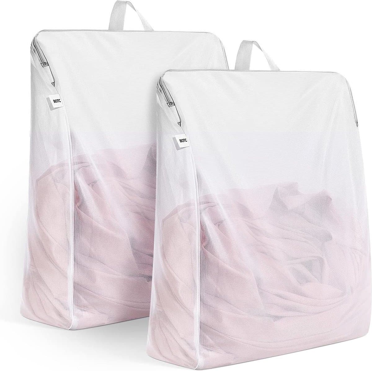 BOTC Waszakken - Wasnetten met handvat - Set van 2 stuks - 40x50cm - Bescherm je Wasgoed en Wasmachine - Wit — afbeelding 1