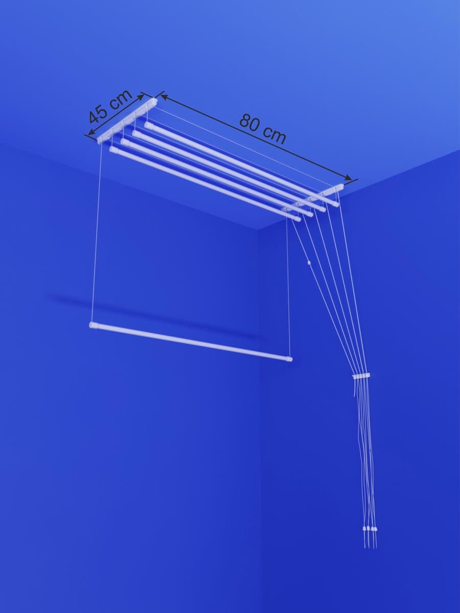 Heavy-duty Ruimtebesparend Plafond Droogrek - 5 stangen elk 80 cm lang — afbeelding 1
