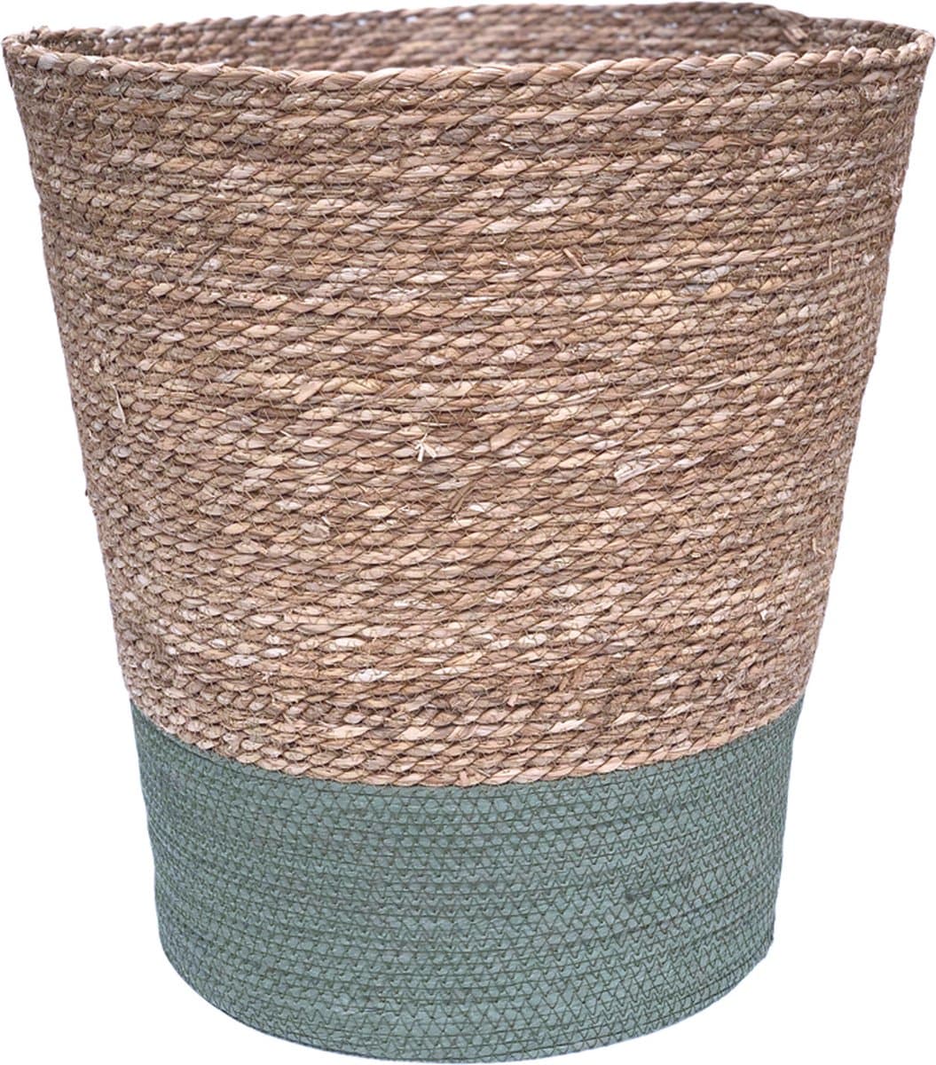 Lavandoux - Wasmand - Zeegras - Naturel/Groen - Ø45 x H50 cm — afbeelding 1