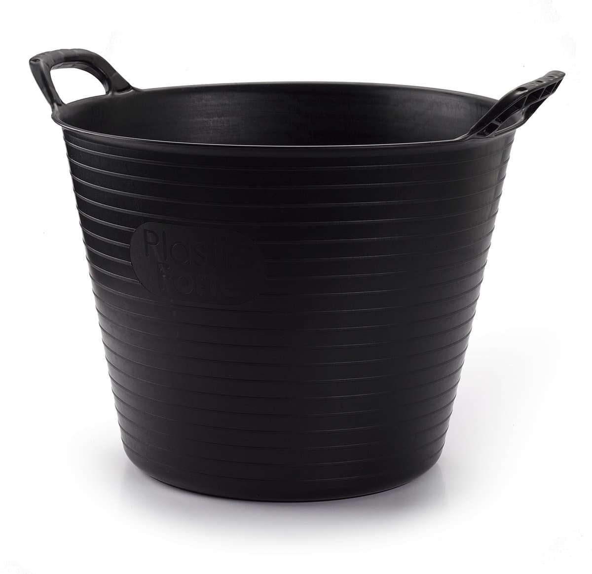 Plasticforte flexibele emmer/kuip - 4x stuks - zwart - kunststof - rond - 25 liter - 42 x 38 x 33 cm - wasmanden - tuinafval - speelgoed — afbeelding 1