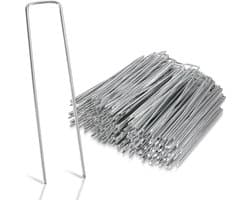 Grondankers 300 Stuks - 15x2.5cm - Roestwerend grondanker gegalvaniseerd staal - Ø2.8mm - Onkruidvlies - voor het bevestigen van worteldoek, tuinvlies, schutting, kunstgras, folies - stabiel U-vormig grondanker — afbeelding 1