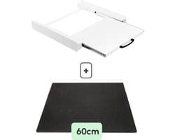 Bodo® - Stapelkit & Anti trillingsmat voor Wasmachine en Droger - Tussenstuk met uitschuifbare plank - Wit — afbeelding 1