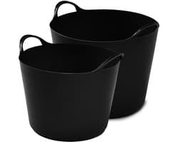 Whitefurze Flexibele emmers - 2x stuks - 26 liter en 39 liter - zwart - kunststof