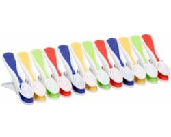 Wasknijpers - 12x stuks - multi-kleur - kunststof - wasspelden