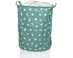 Grote wasmand, 1 stuk, opvouwbare ronde opbergmand met trekkoord voor slaapkamer en badkamer (45 cm, blauw)