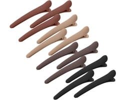 12x Grote Matte Haarspeldjes Zonder Vouw - Professionele Alligatorklemmen voor Thuis & Salon