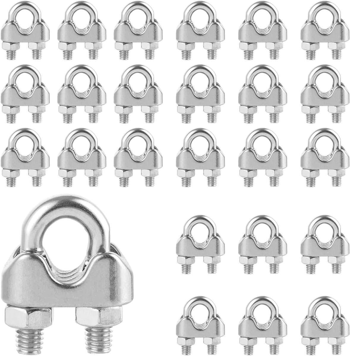 30 stuks roestvrij stalen kabelklemmen 5 mm - voor draadkabel, waslijn en luifel — afbeelding 1
