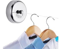 Intrekbare Wasmiddellijn - Wasspinlijn Drooglijn - Buiten Kleding Drogen - Stevig RVS Muurbevestiging - Compact Draagbaar Ontwerp