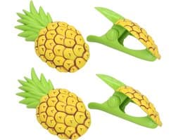 Gerimport Handdoekknijpers - 4x - geel - ananas - handdoekklem - kunststof