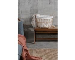 Rotan wasmand rond - organisch mand -opbergmand - in stapelbaar - 100% duurzaam katoen en rotan
