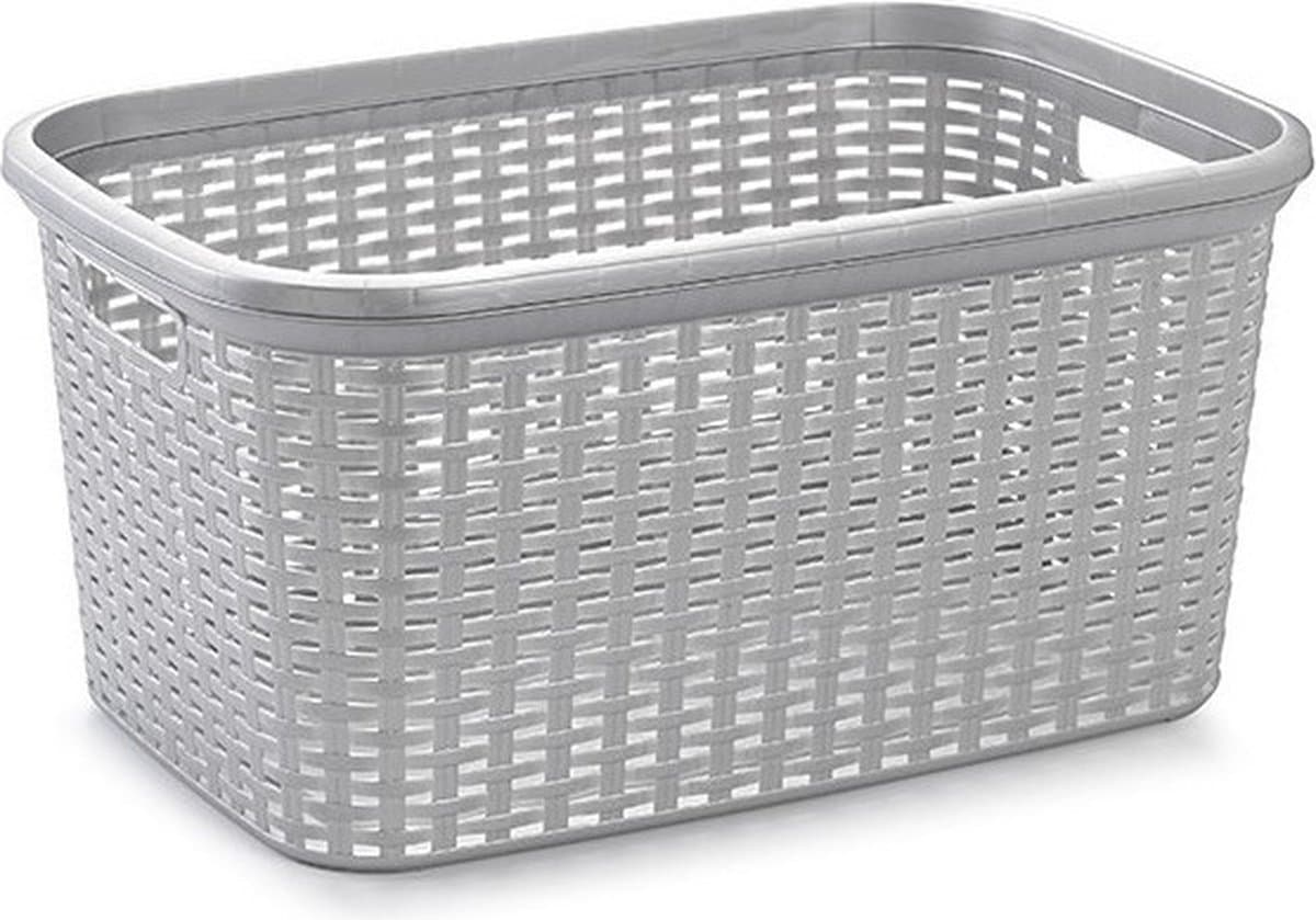 Plasticforte Wasmand - 35 liter - rotan - zilvergrijs - kunststof - 53 x 36 x 26 cm — afbeelding 1