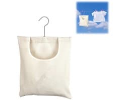 1 stuk - Wasknijpertas - Canvas wasknijper rek - Met metalen haak - Wasknijpers voor buiten - Brede opening voor het gemakkelijk drogen van kleding - Geschikt voor binnen- en buitengebruik (32 x 27 cm, beige) — afbeelding 1
