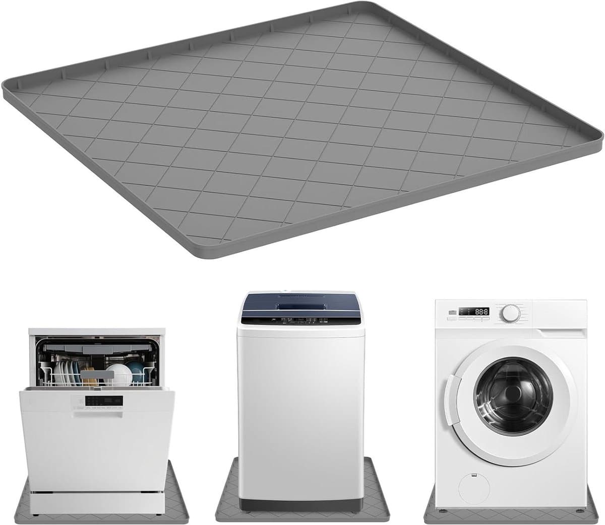 Wasmachine Onderlegger - Apparaat Mat - Vloer Beschermen - XXL Lekbak - 81 x 78 cm - Grijs — afbeelding 1