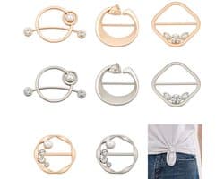 Dailygoods - T-shirt-clips - Kledingklemmen - Elegante parels - Gemengde kleuren - Decoratieve clips - Voor sjaals en kleding - 8 stuks