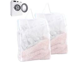 Grote wasnetten met handvatten en rits voor ondergoed, delicate sweaters en beddengoed - 50 x 55 cm, set van 2