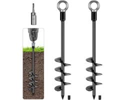 Grondankers 47 cm, stevige metalen grondpennen voor trampoline, schommel en honden, 2 stuks met opbergtas, ideaal voor camping en tuinhuis