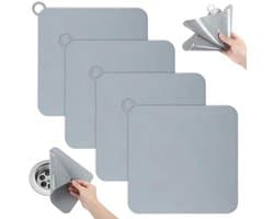 Geurafsluiters Douche - Afvoer Stopper - Geuren Binnenhouden - Flexibel Siliconen - 4 Stuks 20x20cm - Grijs