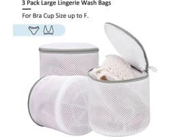 3 stuks - bh-waszakje - mesh waszakken - wasmachine zakken - voor delicate was - fijnmazige lingerie waszakken - ondergoed waszak met ritsen - voor intiem ondergoed - Cilindrische Ritsen Wasmachinetas - grijs - 15*17 cm