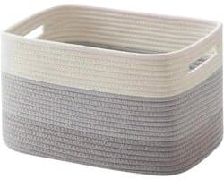 Katoenen Opbergmand 65L - Rechthoekige Wasman - Gevlochten Mand voor Dekens, Speelgoed & Was - 100% Natuurlijk & Veilig - Woonkamer & Babykamer - Grijs