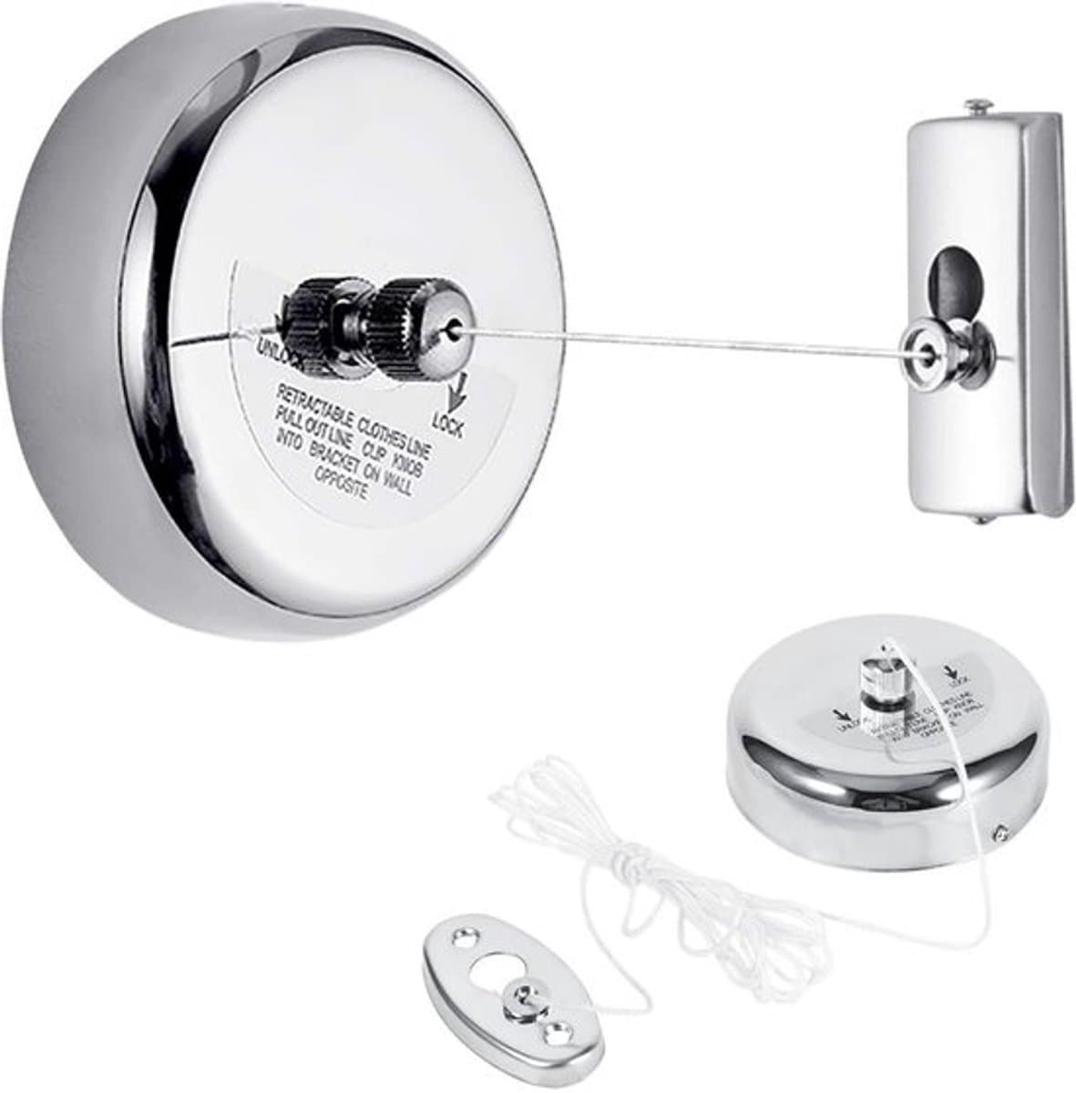 Dailygoods- Waslijn Intrekbaar 2,8M - Roestvrij Staal - Nylon — afbeelding 1