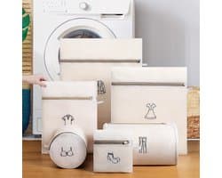 Set van 6 dubbele, verdikte fijnmazige waszakken met rits voor kleding, lingerie en accessoires